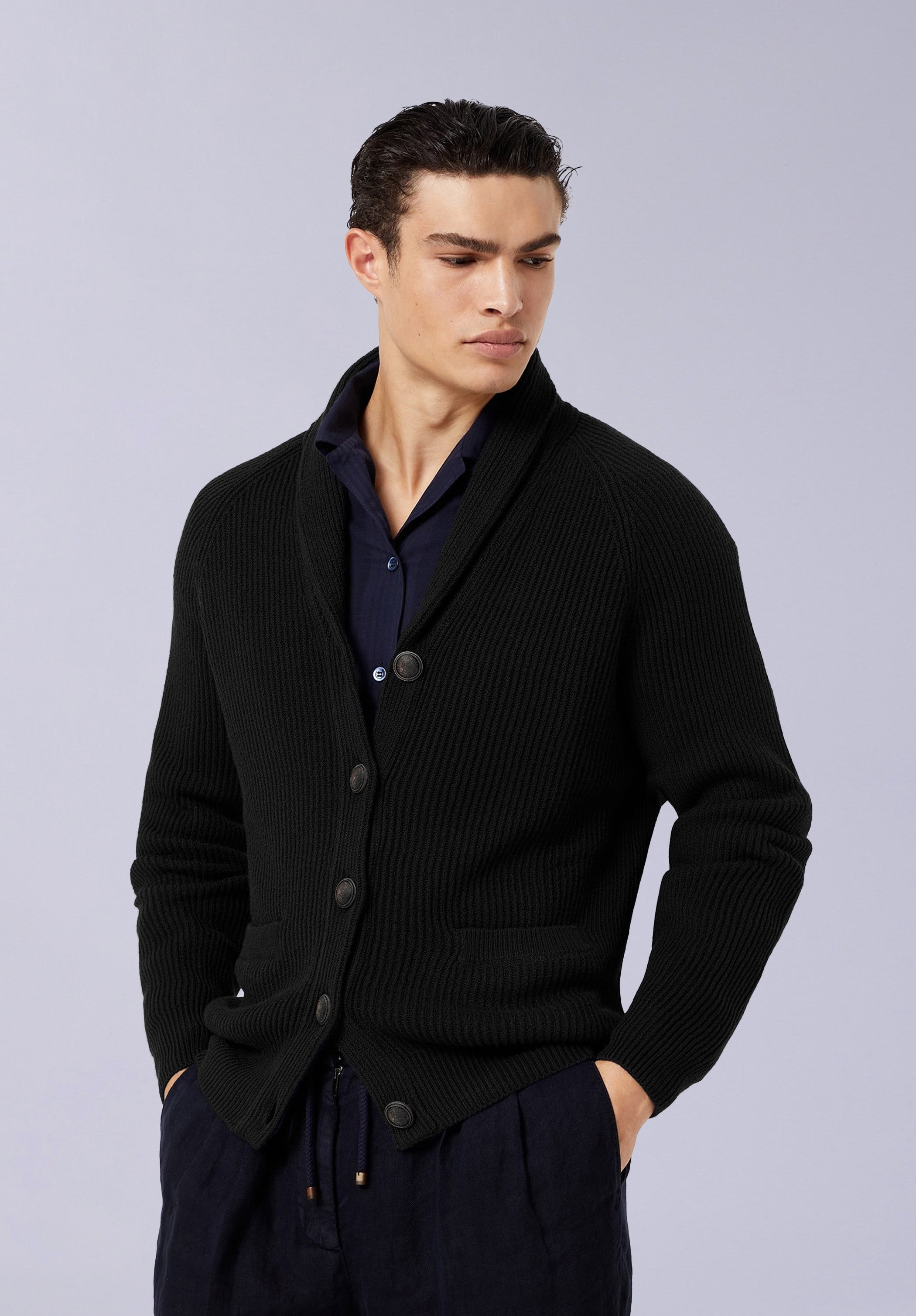 JADE MERINO SHAWL CARDIGAN