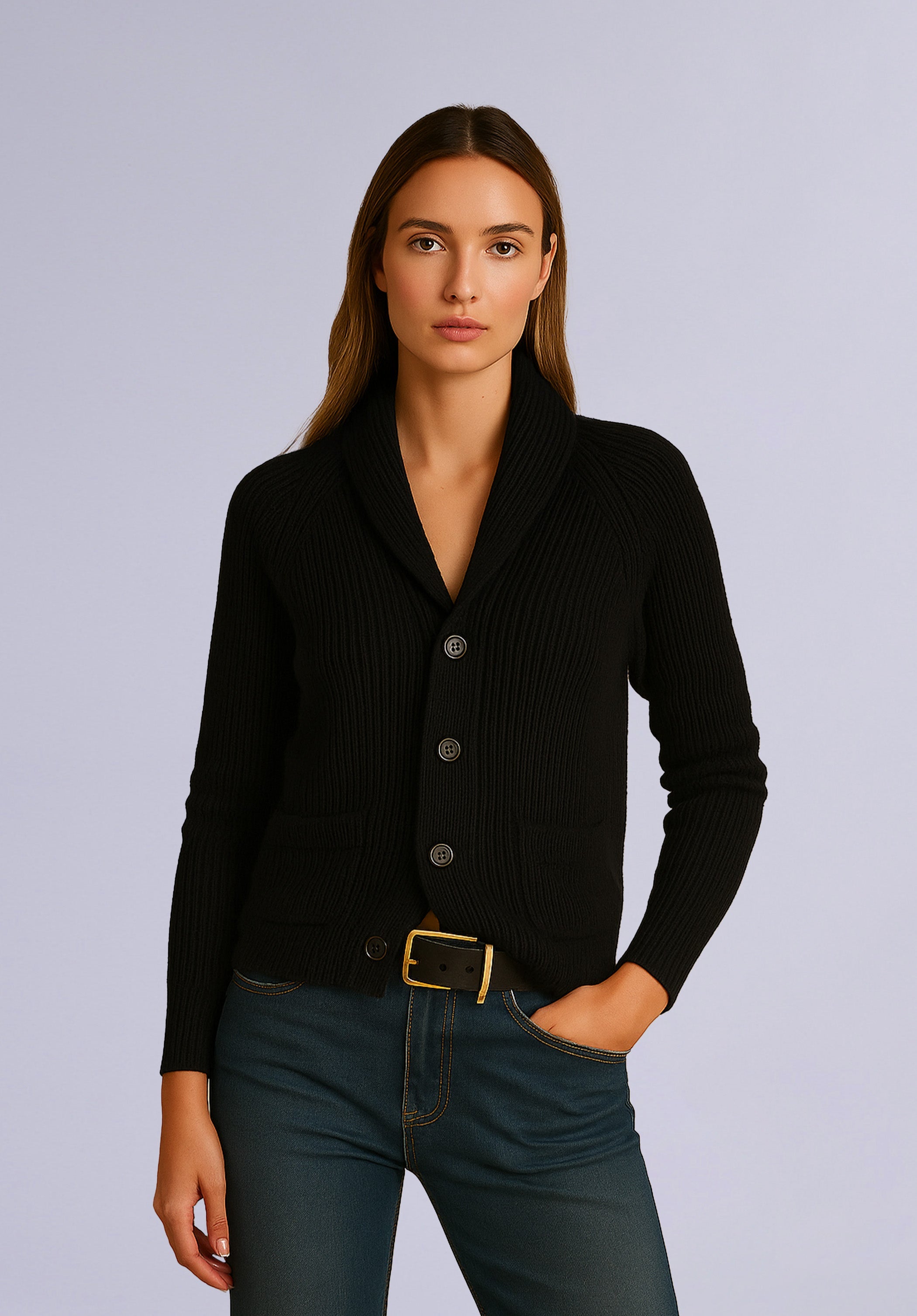 JADE MERINO SHAWL CARDIGAN