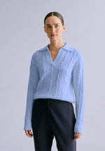 Load image into Gallery viewer, AZURE MERINO POLO SWEATER

