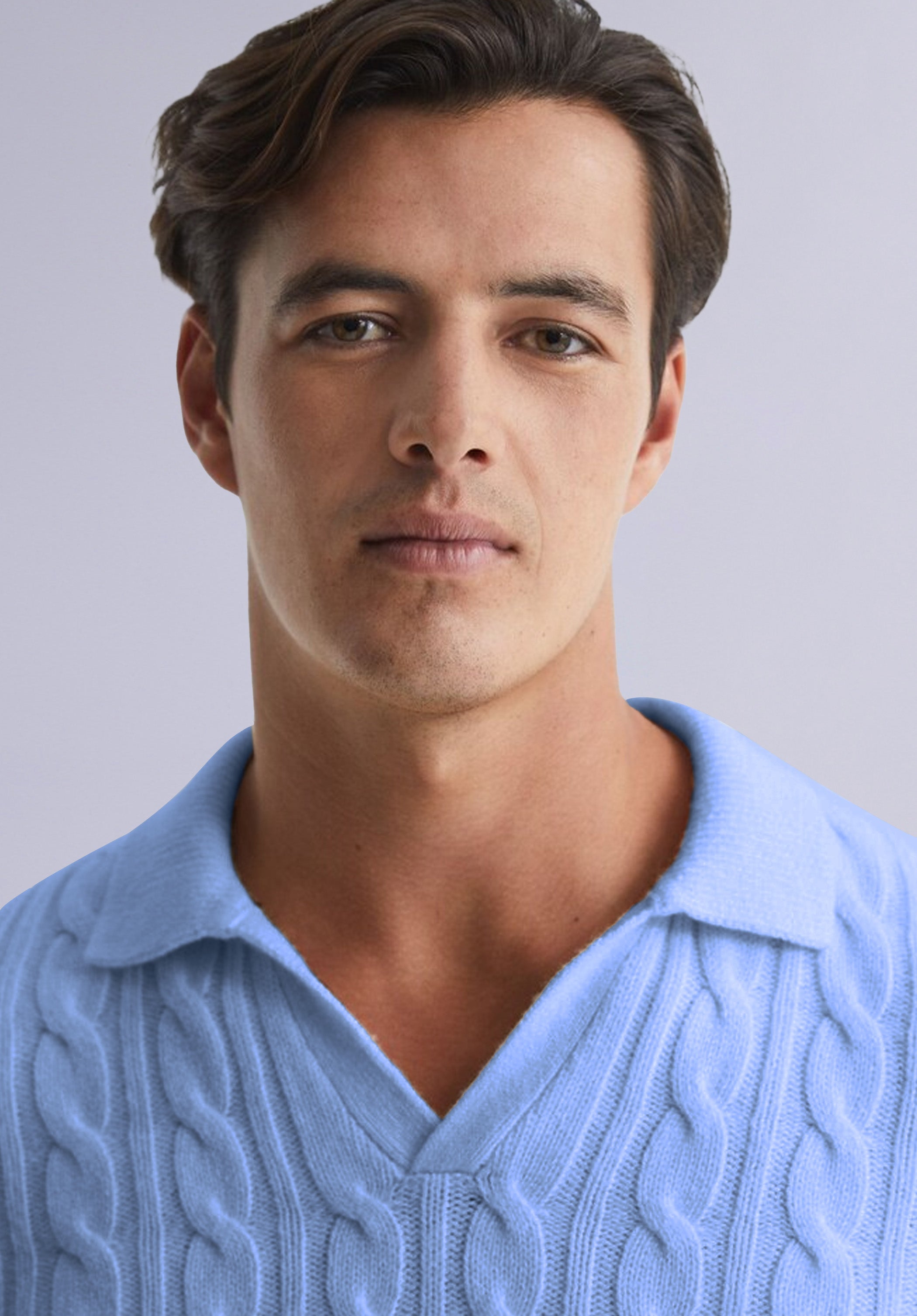 AZURE MERINO POLO SWEATER