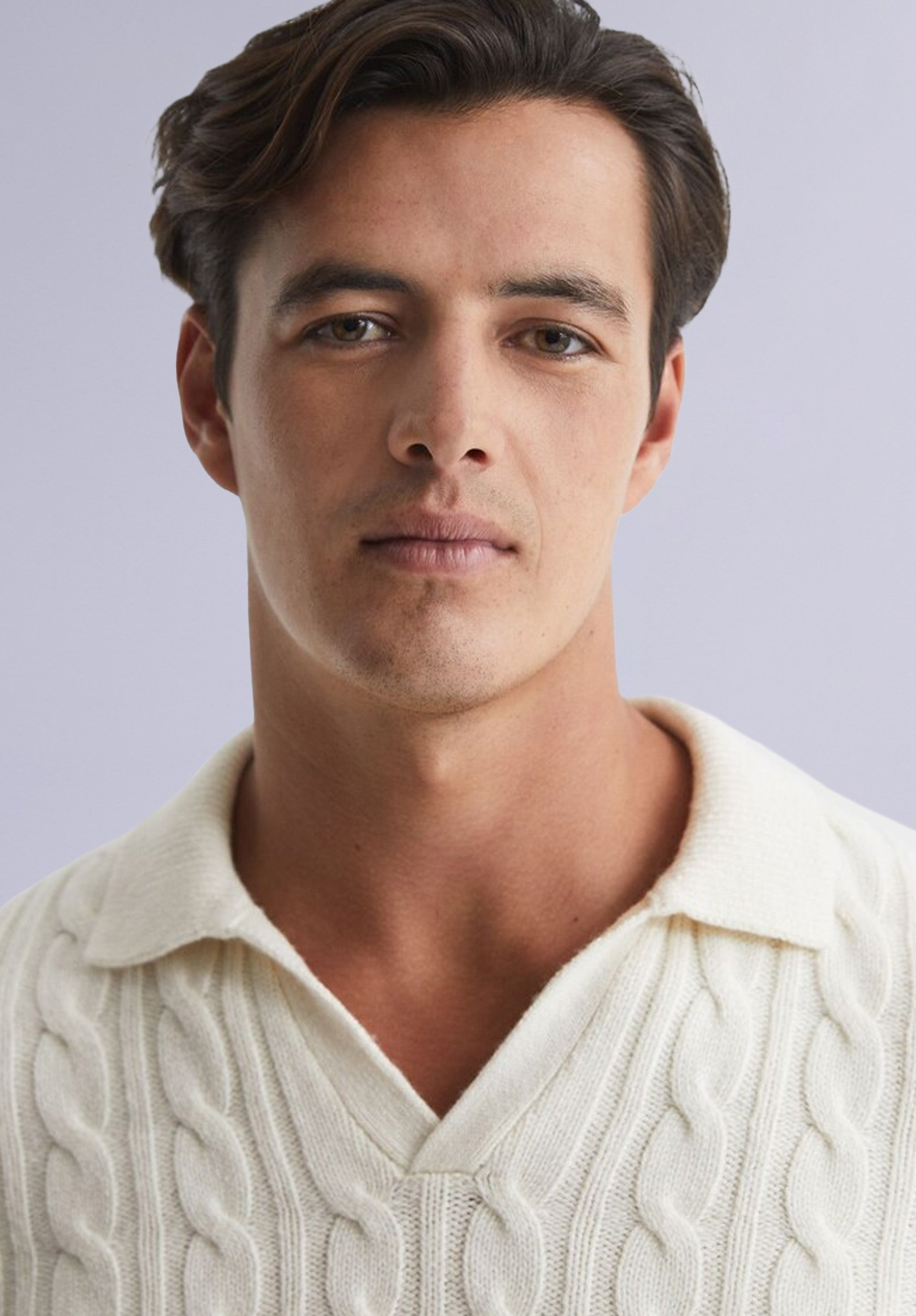 SNOW MERINO POLO SWEATER