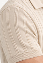 Load image into Gallery viewer, TAN HALF ZIP RIBBED POLO
