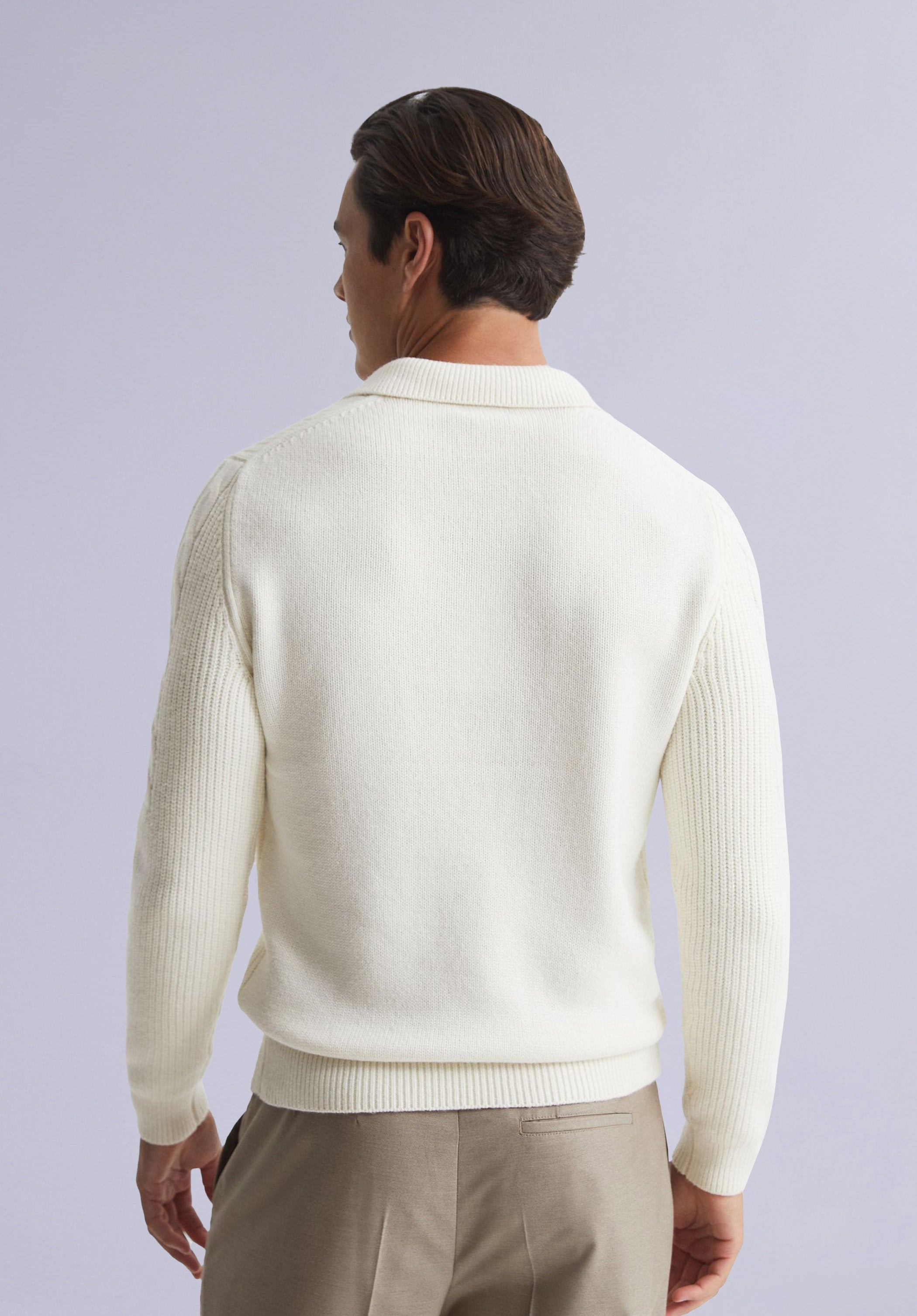 SNOW MERINO POLO SWEATER