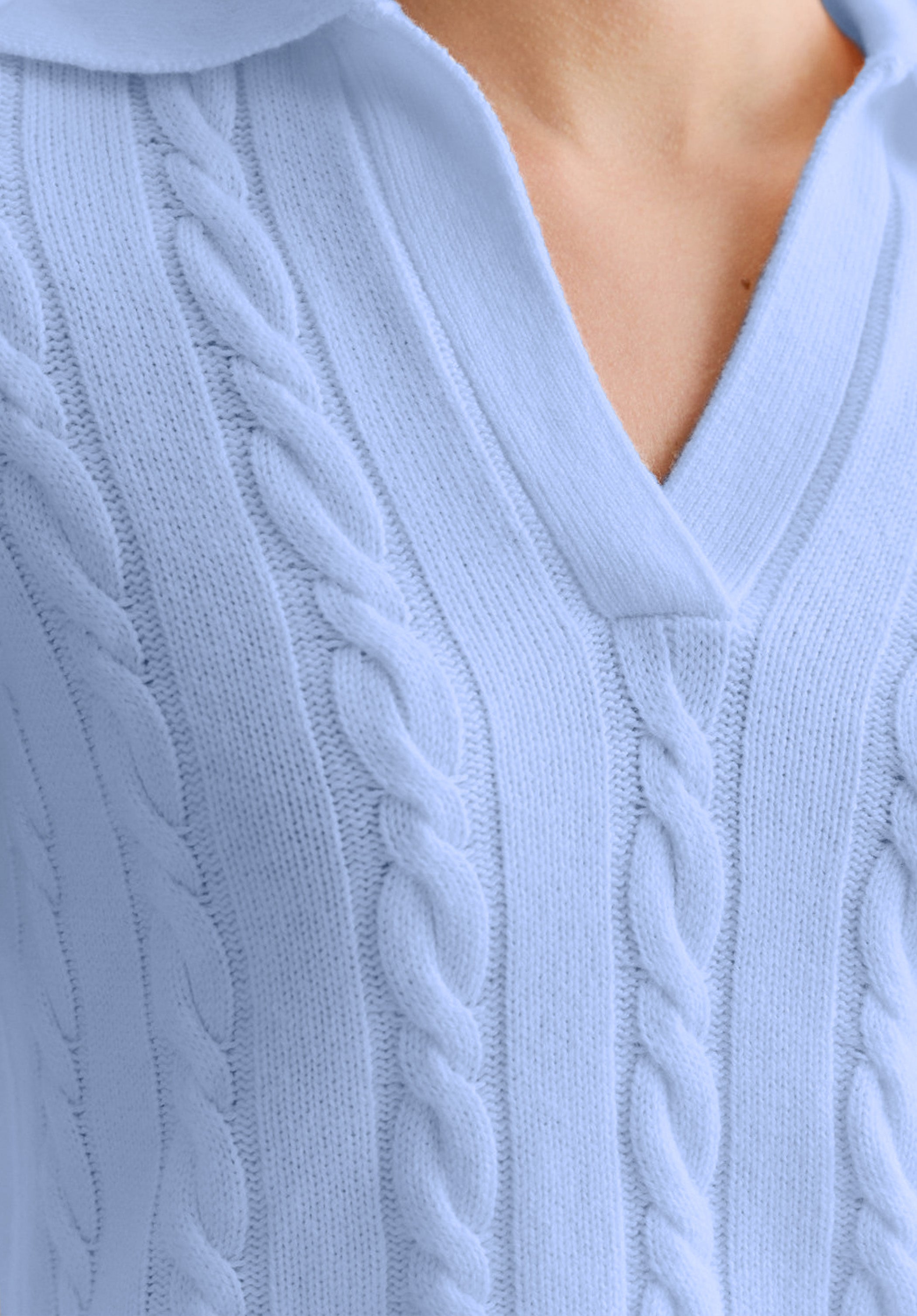 AZURE MERINO POLO SWEATER