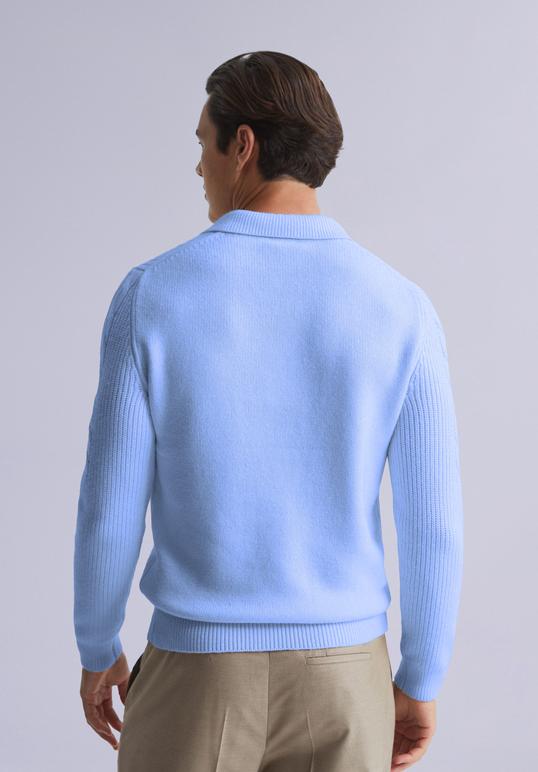 AZURE MERINO POLO SWEATER