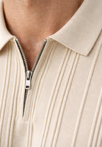 Load image into Gallery viewer, TAN HALF ZIP RIBBED POLO
