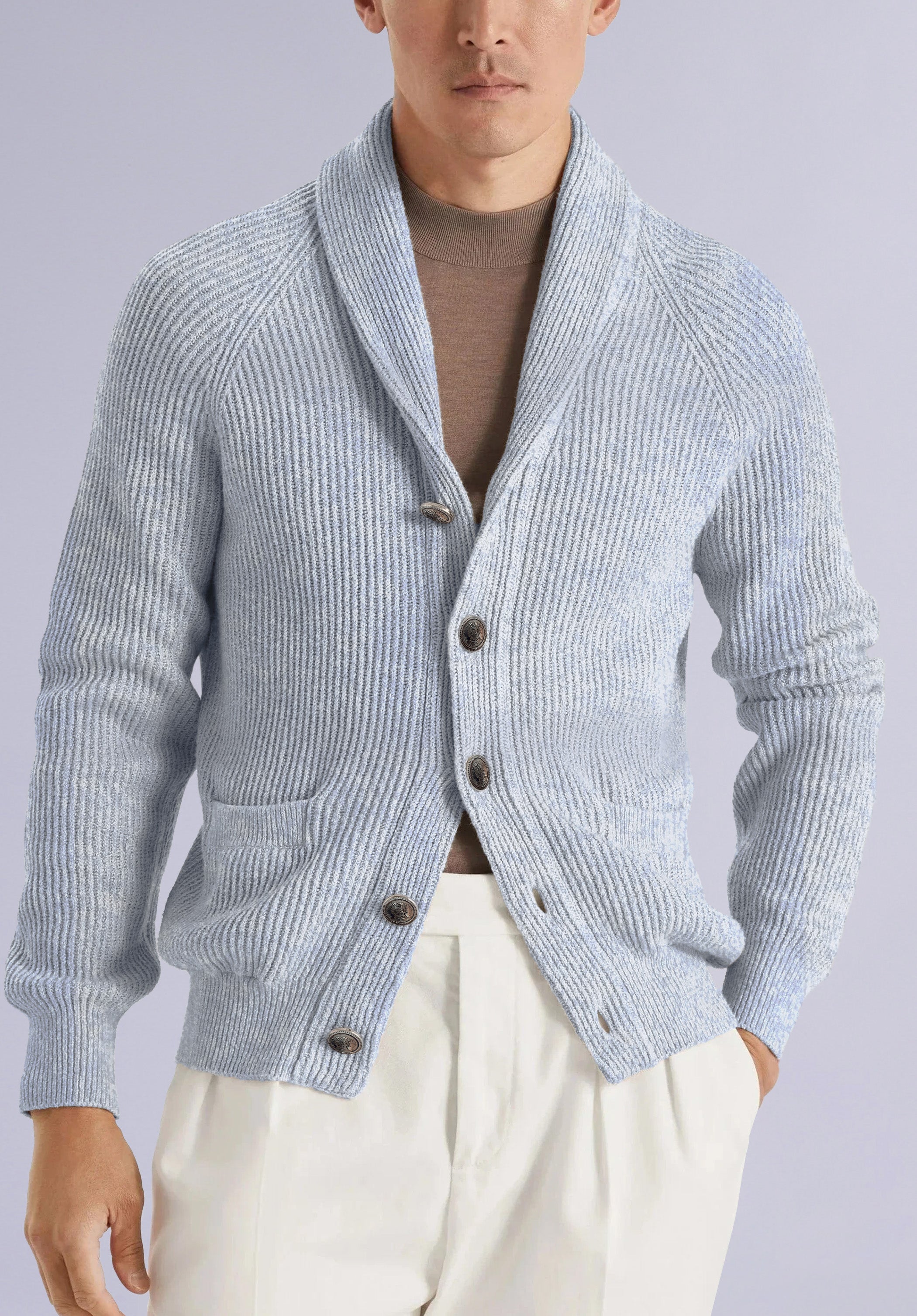 SLATE MERINO SHAWL CARDIGAN