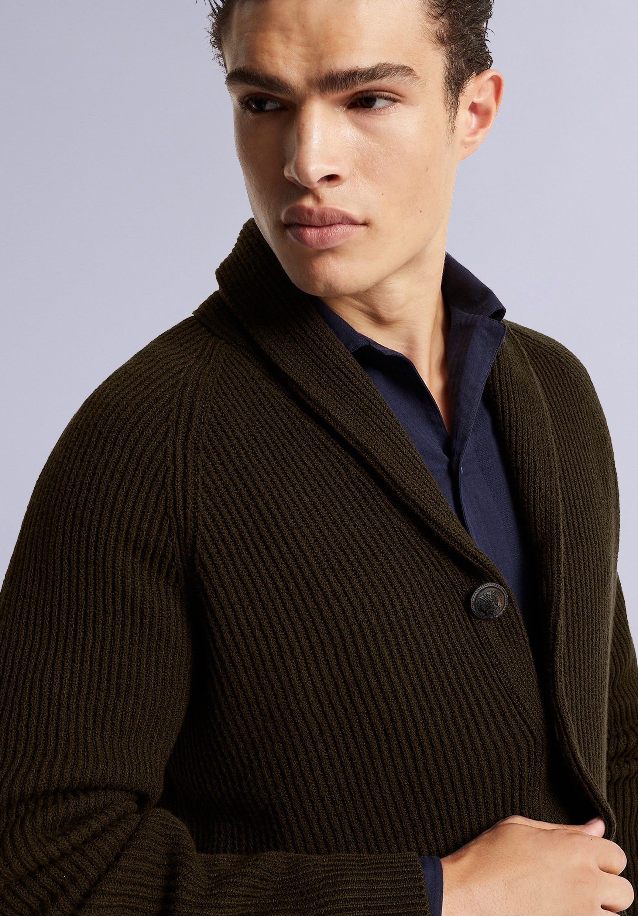 BRUNETTE MERINO SHAWL CARDIGAN