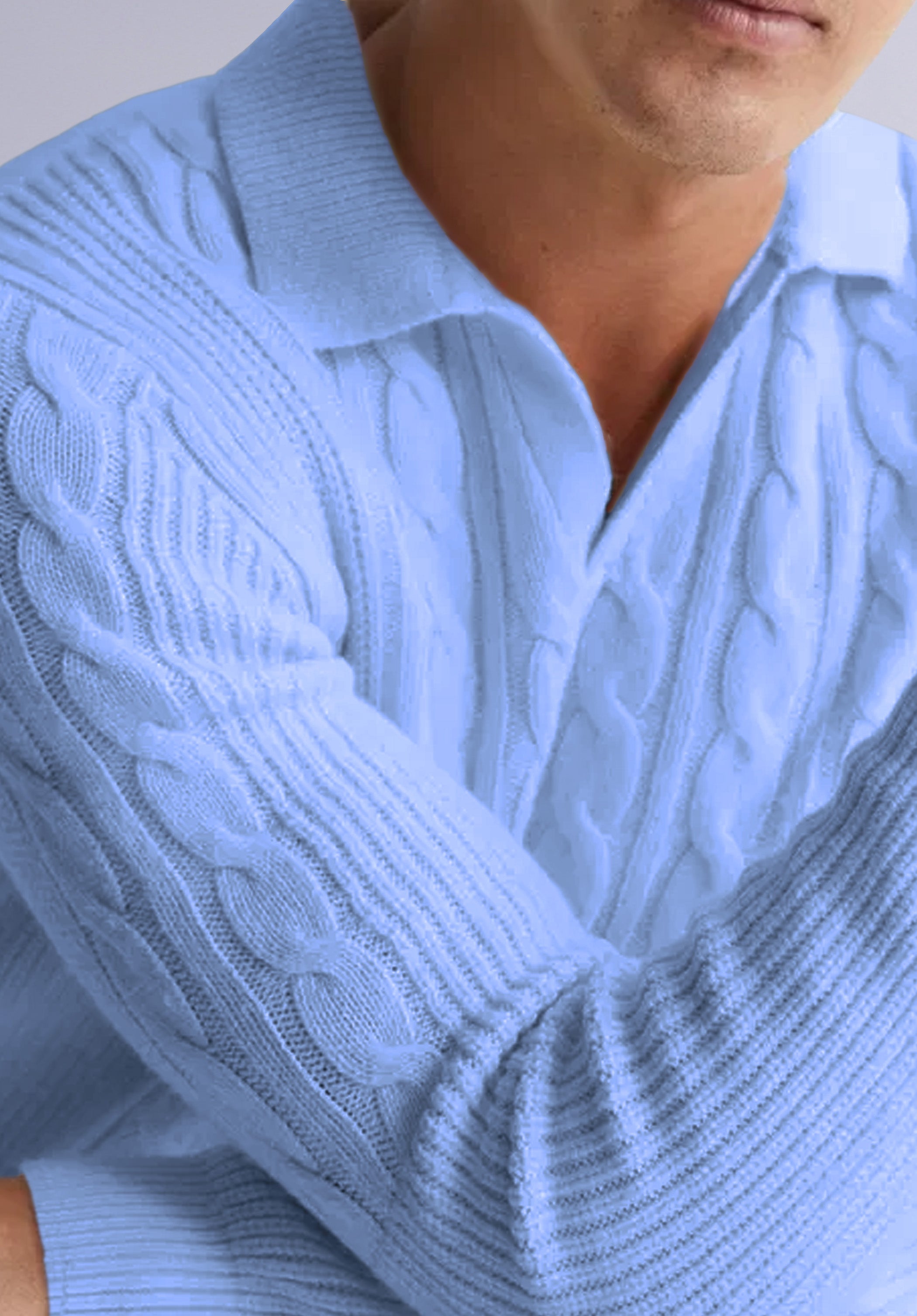 AZURE MERINO POLO SWEATER