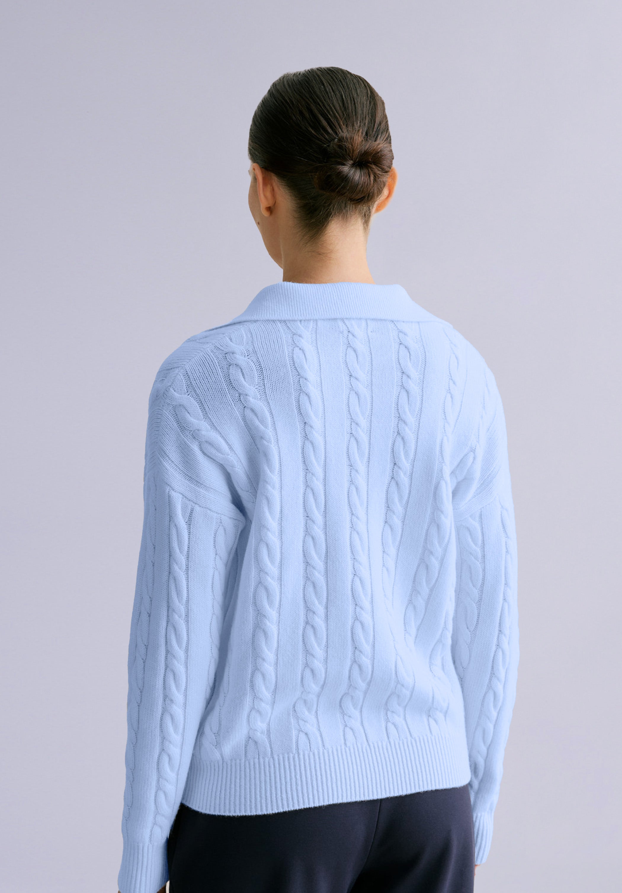 AZURE MERINO POLO SWEATER