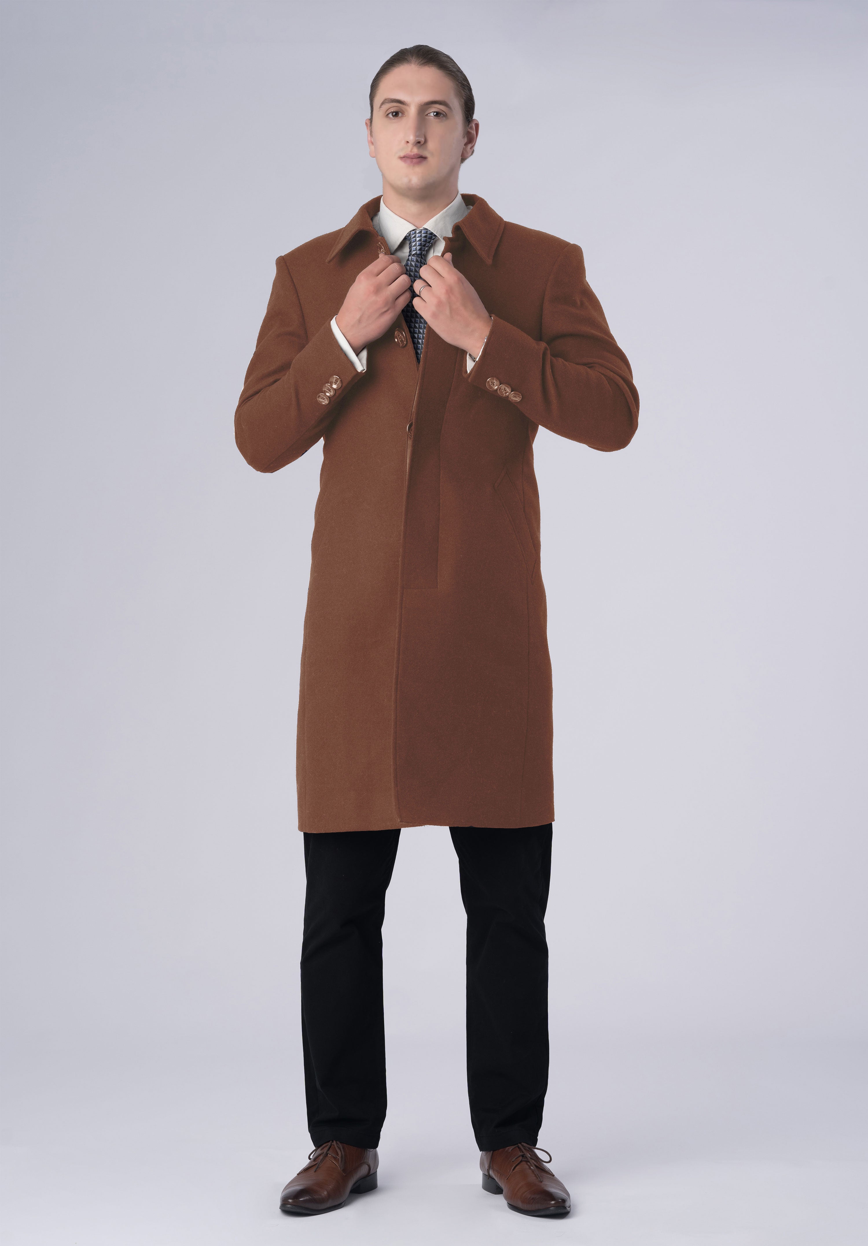 cashmere single breasted coat-men