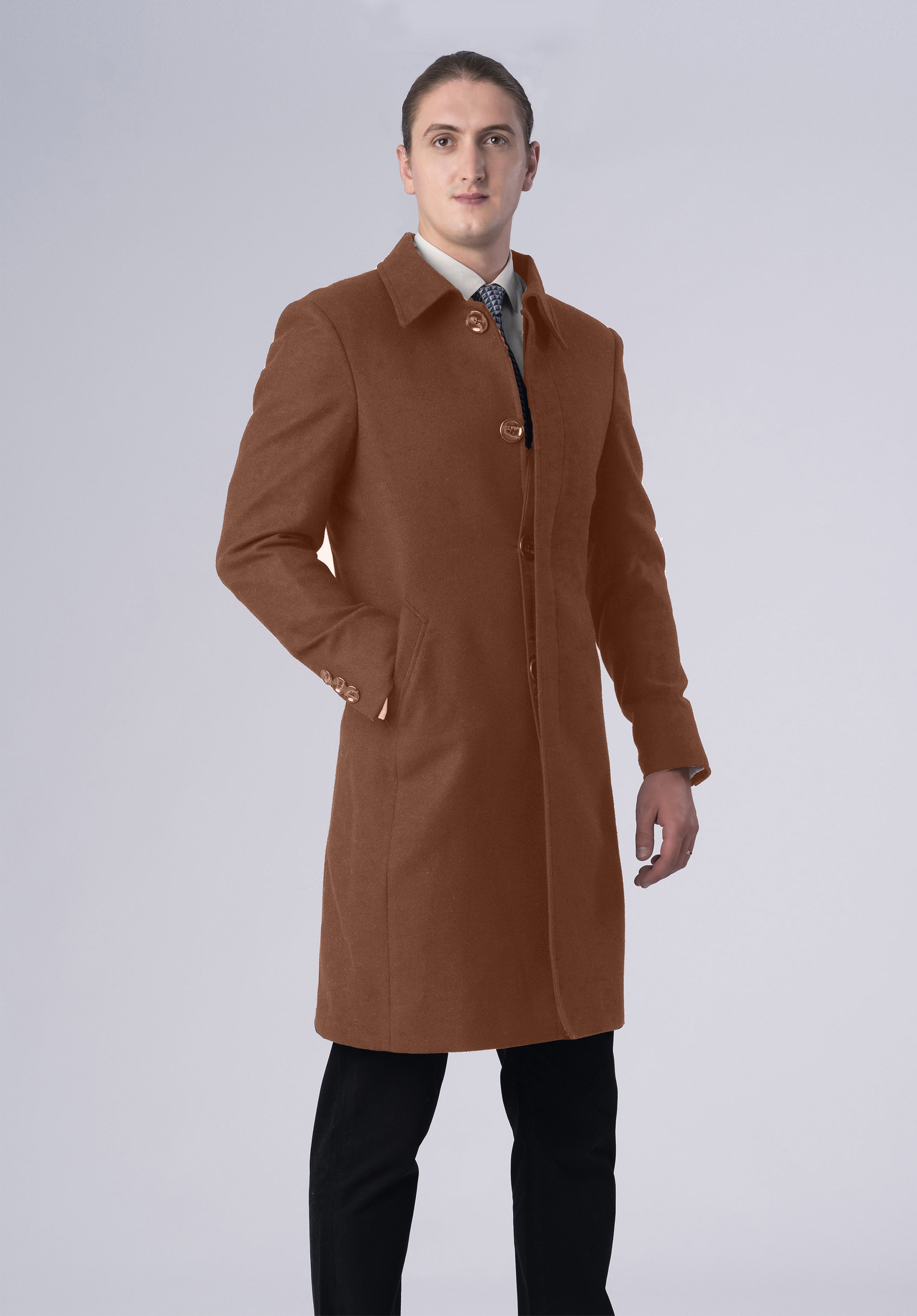 cashmere single breasted coat-men