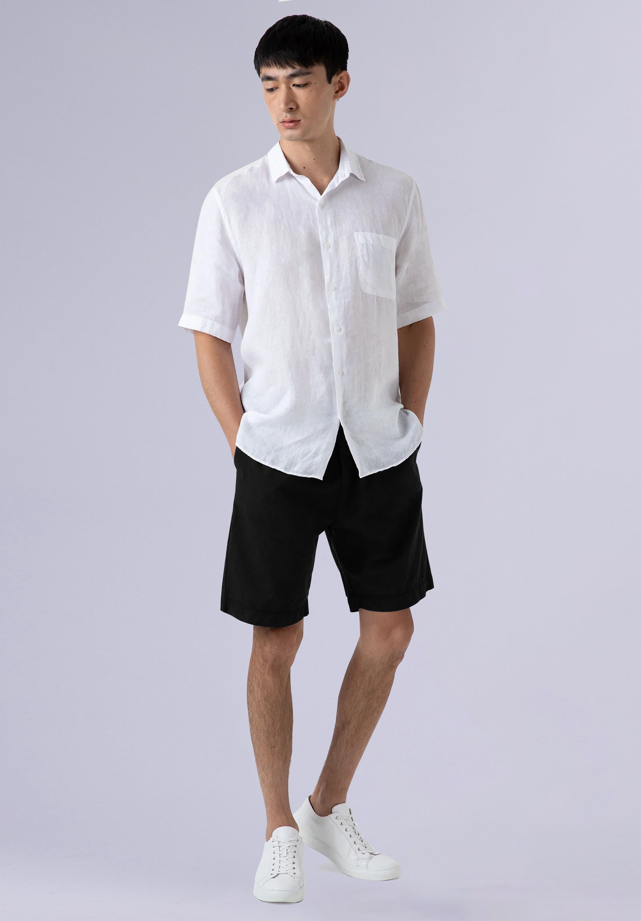 Onyx Cotton Linen Shorts