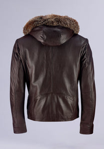 CHEVRON HOODIE LEATHER JACKET