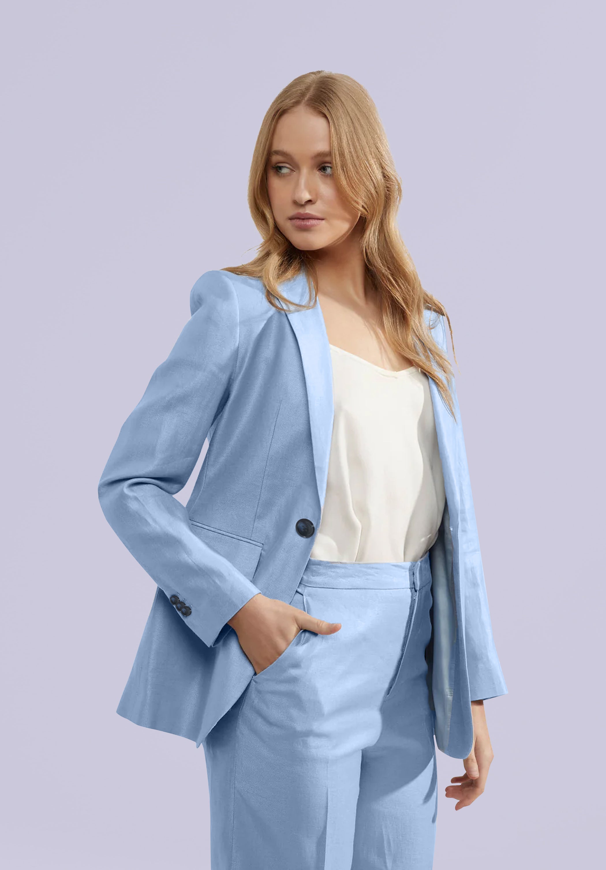 AQUA COTTON LINEN BLAZER