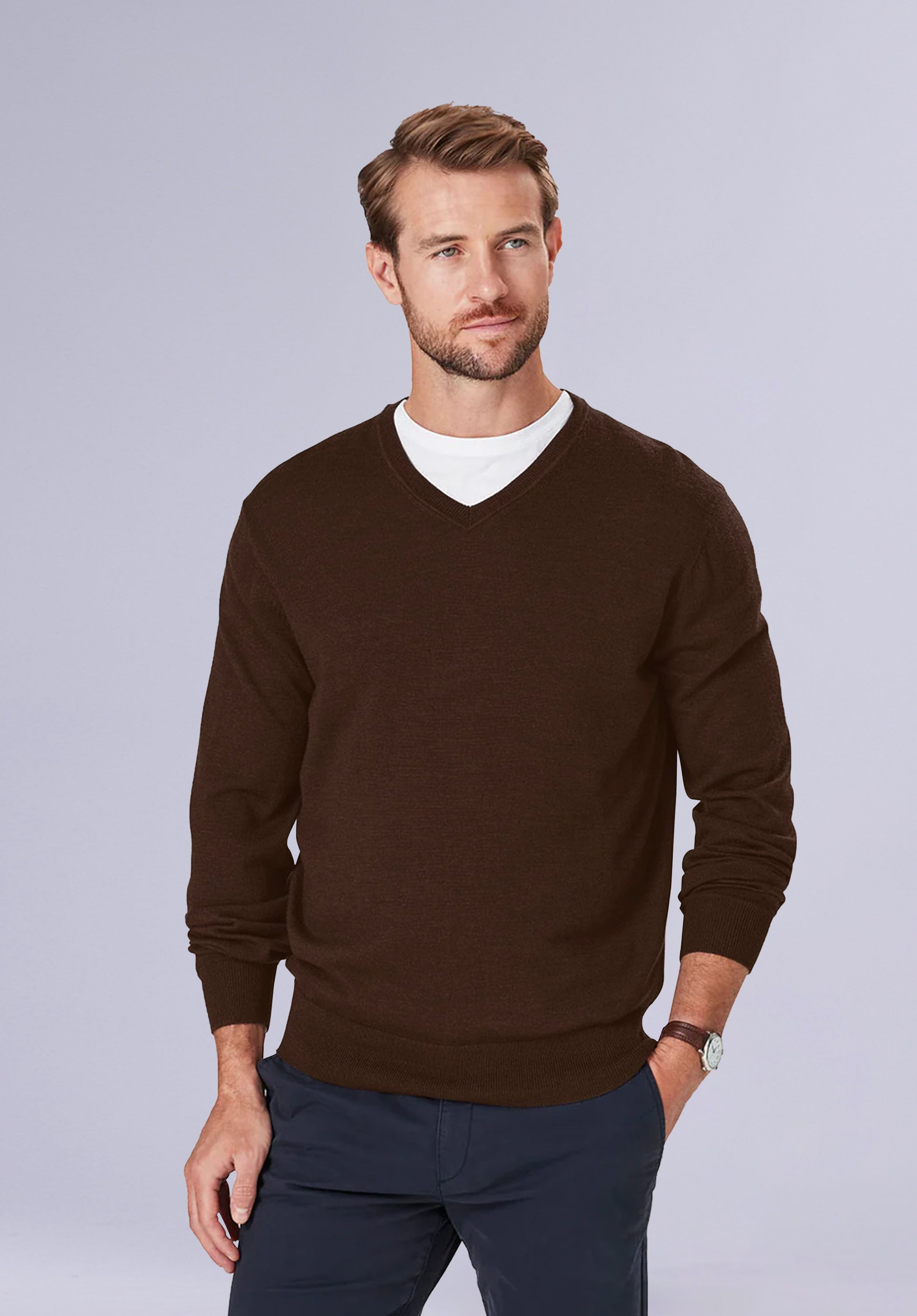 CARAMEL MERINO V NECK