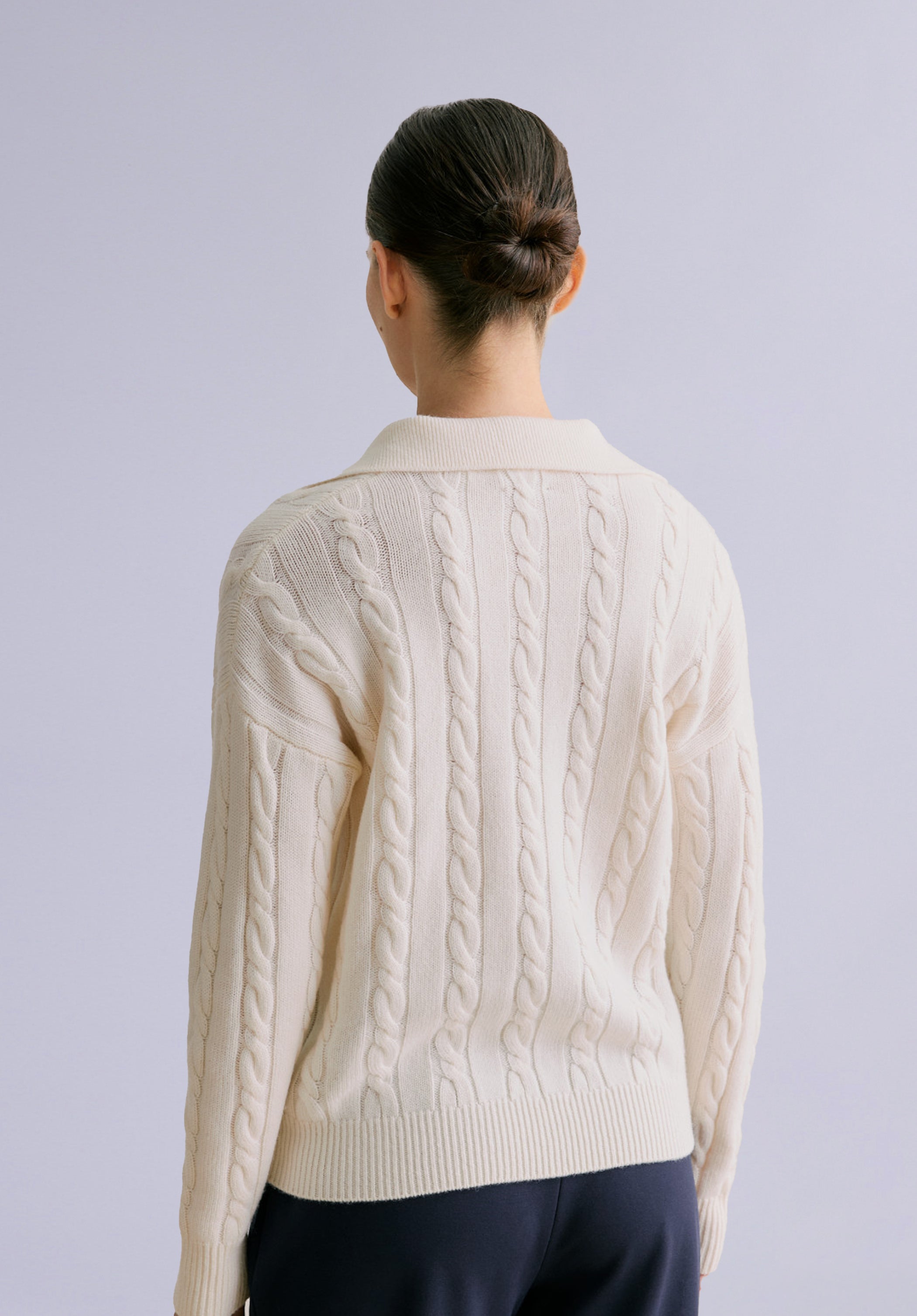 SNOW MERINO POLO SWEATER